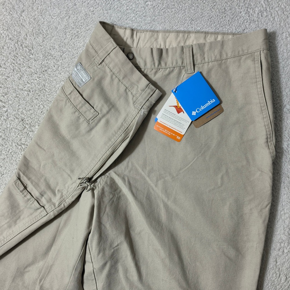 NEW Columbia ROC Pant Mens 42/30 Tan Khaki Cotton Omni-Shade UPF 50 Hiking Outdr